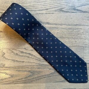 Brooks Brothers Vintage Black Label Silk Tie Mens Navy Geo Dot Made in USA